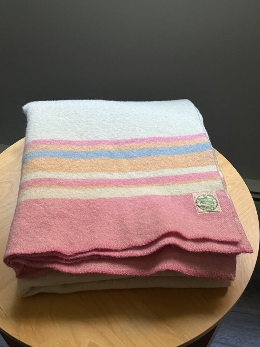 Horn Bros 100% Pure Wool 54x68" Blanket Vintage c1950-60s Made in Canada